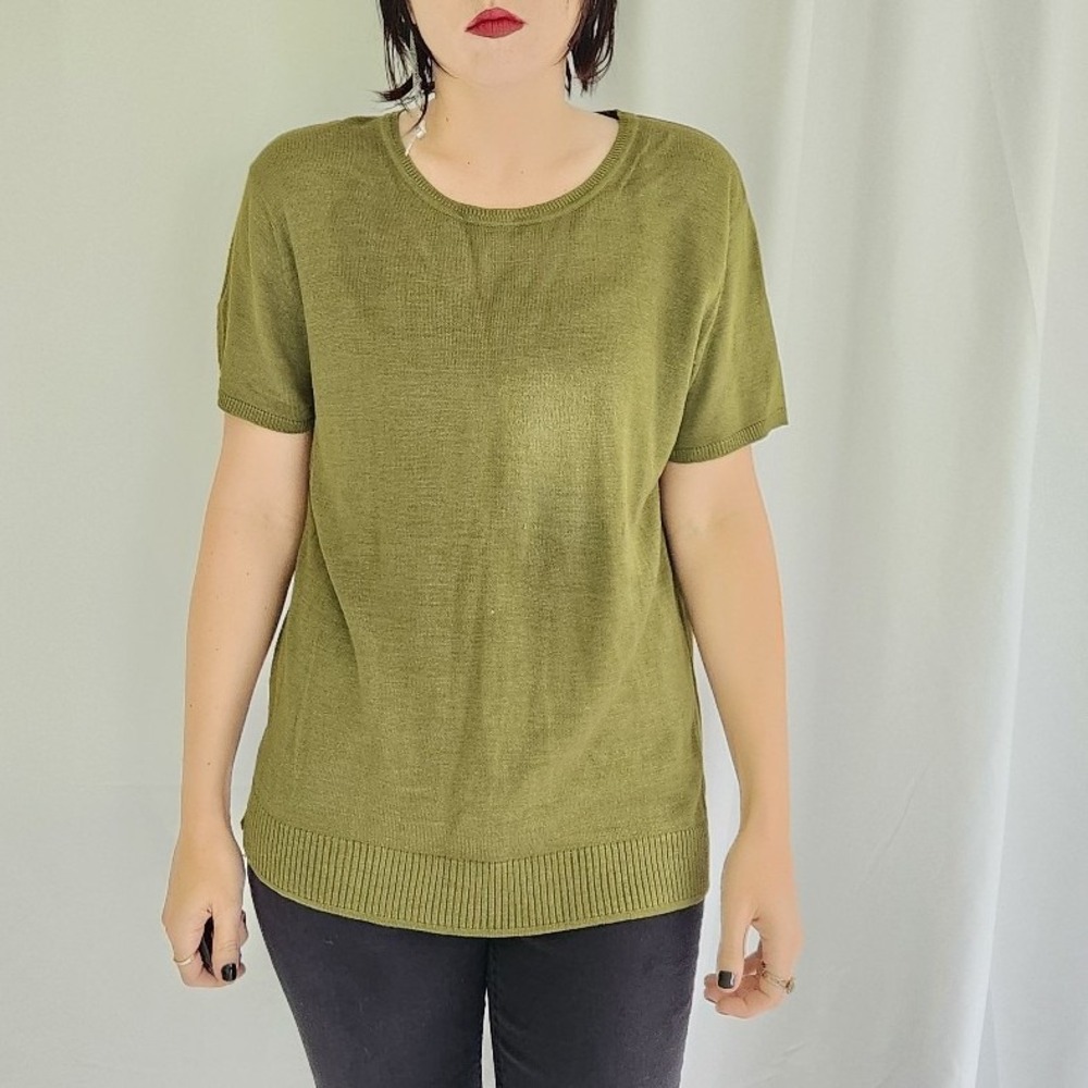 90s/00s Green Silk Sweater Set‎ - Picture 4 of 5